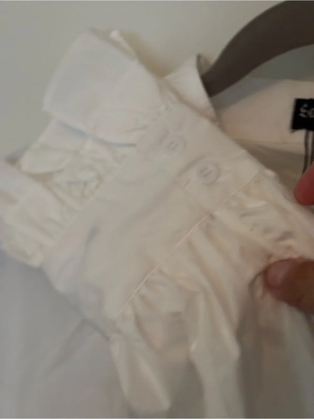 New White Ruffled Lace Front Blouse